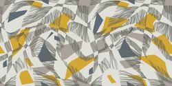 Avant Gard modern vector seamless pattern. Yellow-grey palette. Contemporary art ornament.