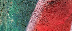 Red green on cement wall, various colors, vintage color background