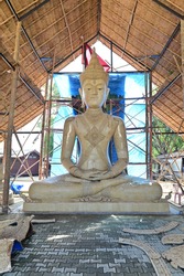 
Wat Hiranyawas made a wax figure Preparing to cast brass, Mae Sai District, Chiang Rai Province, Thailand, Asia