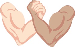 Vector drawing of two muscular arms in arm wrestling