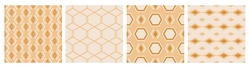 Vector abstract mesh pattern. Seamless illustration with curved waved shapes, lines in caramel and beige color. Design used for wallpaper, paper, packaging, cover, textiles and clothes