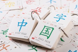 learn Chinese characters card background.(Translation:china character,country,alphabet）