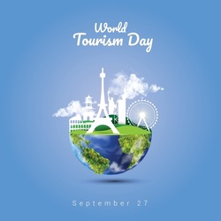 World tourism day creative earth concept background