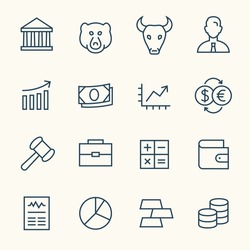 Stock exchange line icons
