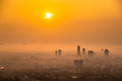 Misty Sunrise Cityscape in Colombo Sri Lanka