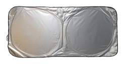Silver sunshade , Sunshade silver colour isolated in white background, plain sunshade silver in colour, car shade blank for mockup design