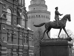 statue of marshal zhukov on red square in moscow