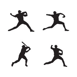 collection of baseball player silhouettes