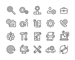 Repair Icons - Vector Line Icons. Editable Stroke. Vector Graphic