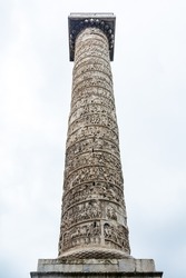 Trajan column in the historical center of Rome