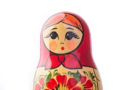 A russian matryoshka doll on a white background