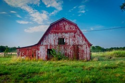 Classic Red Barn on farm in Arkansas