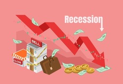 Economic Indicators of a Recession, Inflation, Stagflation, stock market crash.  Increasing prices, Rising cost of living, business go bankrupt, unemployment rate rises.