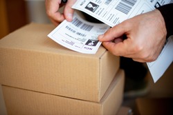 	
Delivery service, applying a shipping label	
