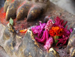 Balinese flowers offering to the Hindu Gods                      