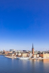 Stockholm city, Sweden . Beautiful panoramic view on a sunny day