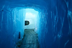 Tunnel in the ice inside Rhone glacier, Switzerland