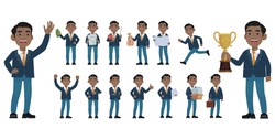 Set of flat business people with different poses