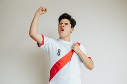 Fan of the Peruvian national team celebrating their goals