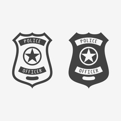 Police badge monochrome icon. Vector illustration.