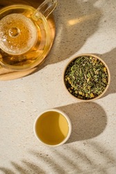 green tea in a teapot. High quality photo