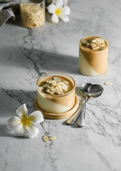 panna cotta creamy coffee on the table. High quality photo
