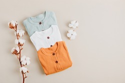 Gender neutral baby garment. Organic cotton clothes, newborn fashion
