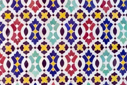 Zellige is traditional Moroccan mosaic tiles with harmonious geometrical patterns and natural colors. the decorative arts of Islam in Andalusia and Morocco. 