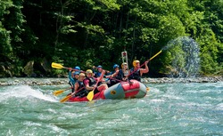 rafting on a mountain river