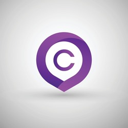 Abstract 3D Letter C Vector Logo Design. Modern and Creative Purple Gradient Letter C Circle Logo Design isolated on white background.