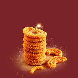 Happy Diwali, A creative representation of Diwali food in form of Crackers 