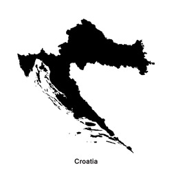 Croatia black map,border with name of country