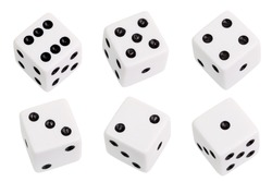 White dice isolated on white background