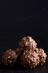 Macro Image of Delicious Chocolate and Nuts Balls Vertical