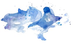 Watercolor stains isolated on white background. Trendy watercolor purple and blue-violet. Watercolor backgrounds and textures.