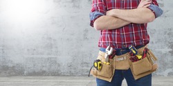 worker and professional builder with tools