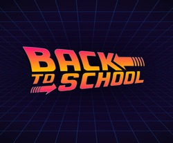 Back to school retro style lettering sign template for poster or banner or flyer design. Vintage styled vector illustration