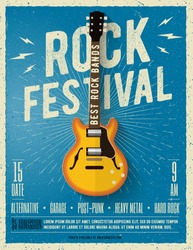 Rock music festival flyer. Vector illustration.
