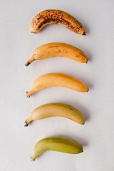 Ripening process of a banana from green to brown