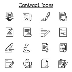 Contract icon set in thin line style