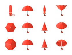 red umbrella icon, flat design