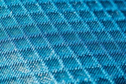 Blue 3d texturised technological seamless breathing fabric closeup. 