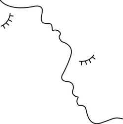 Two faces line illustration. Couple in love. One line drawing