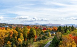 Bright colors of fall foliage, Quebec, Canada