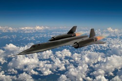 SR-71 'Blackbird' supersonic spy plane from 20th century. It was an advanced, long-range, Mach 3+ strategic reconnaissance aircraft from the USA. (Artists Impression/recreation photo)