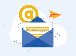 Flat mail sending with rocket concept vector illustration design
