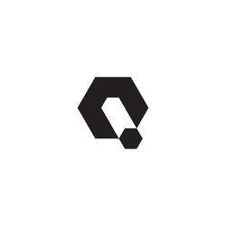 Letter Q hexagon dot simple symbol logo vector