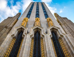 Color photograph of Boston Avenue Methodist Church located in Tulsa, Oklahoma. This is a great example of art deco style of architecture. 