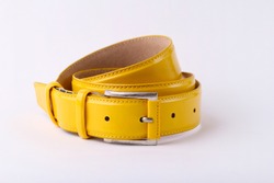 ladies accessories. leather belt on a white background