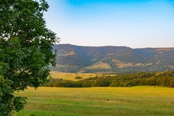 picturesque fields and mountains in georgia in summer